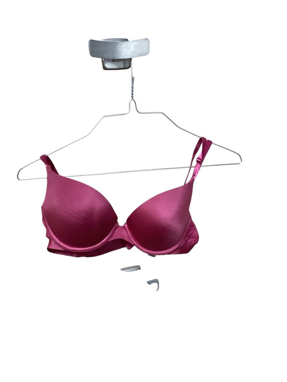 Victoria’s Secret BioFit Demi Uplift Bra 36B Magenta Satin Lace Discontinued
